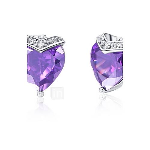 Fashionable Silver Plated Silver With Cubic Zirconia Heart Womens Earring(More Colors)