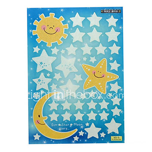 Luminous Star and Sun and Moon Patterned Wall Stickers