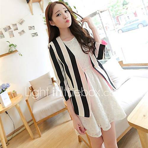 Womens Slim Striped Coat