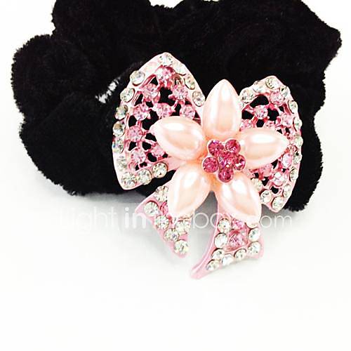 Fashion Bling Shinning Diamond Pink Flower Bow knot for Women Hairpin Headband Jewelry Accessories