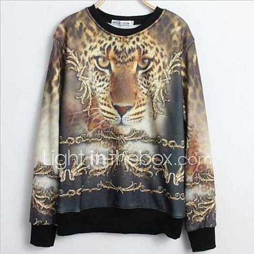 Mens 3D Series Tiger Pattern Printing Fashion Fleece