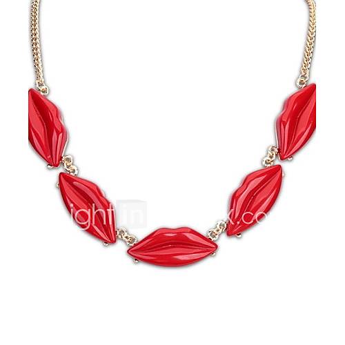 European Style (Sexy Lips) Plated Alloy Resin Chain Statement Necklace (More Colors) (1 pc)