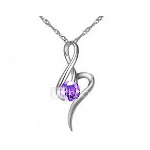 Vintage Tassel Shape Silvery Alloy Womens Necklace(1 Pc)(Purple,White)