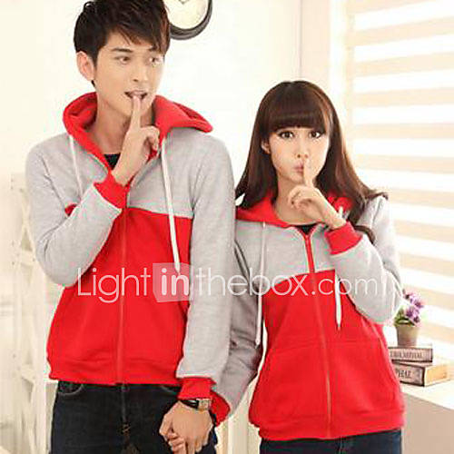 Aiyifang Casual Hoodie Long Sleeve Lovers Coat(Red)