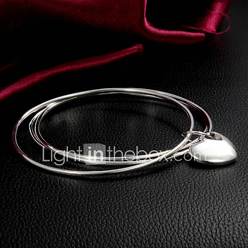 High Quality Sweet Silver Silver Plated Heart Charm Bracelets