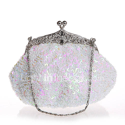 BPRX New WomenS Exquisite Shape Paillette Evening Bag (White)