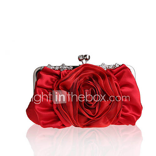 BPRX New WomenS Two Large Flowers Noble Silk Evening Bag (Red)