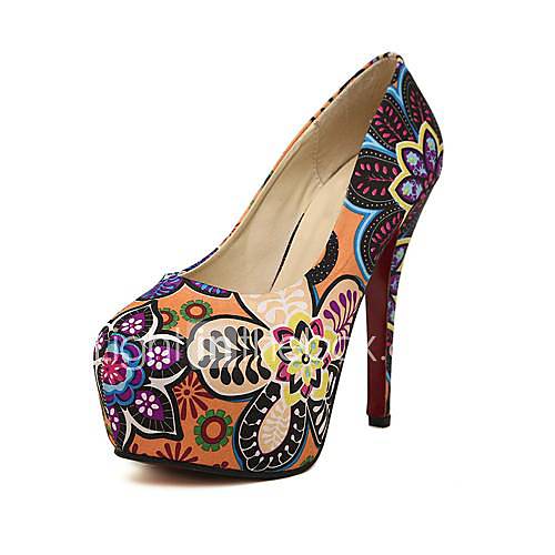 Canvas Womens Wedding Stiletto Heel Pumps Heels with Flower Shoes