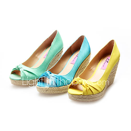 Satin Womens Wedge Heel Platform Pumps/Heels Shoes(More Color)