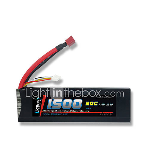 DLG 7.4V 2S 1500mAh 20C Li Po Battery(T Plug)