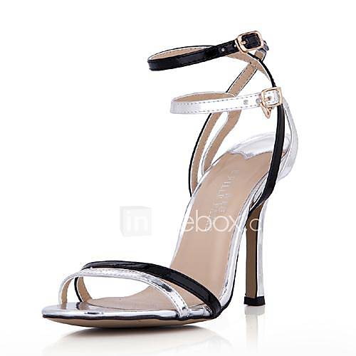 Patent Leather Womens Stiletto Heel Open Toe Sandals Shoes with Buckle (More Colors)