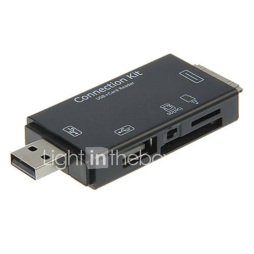 All in 1 Memory Card Reader USB HUB Connection Kit (Black)