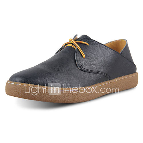 Leather Mens Low Heel Comfort Oxfords Shoes With Lace up(More Colors)