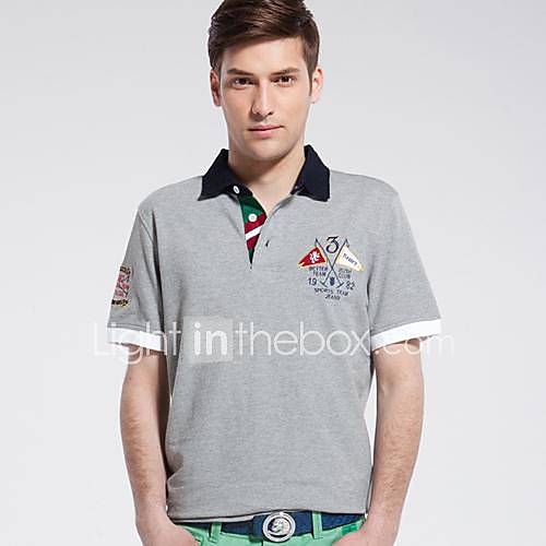 Mens Fashion T Shirt Collar Embroidery