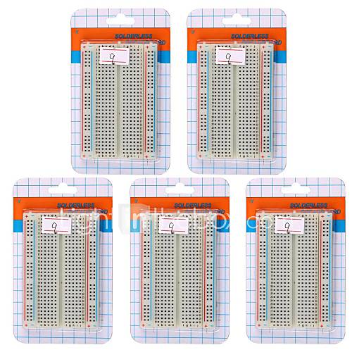 High Quality Solderless Breadboard with 400 Tie Points   White (5 PCS)