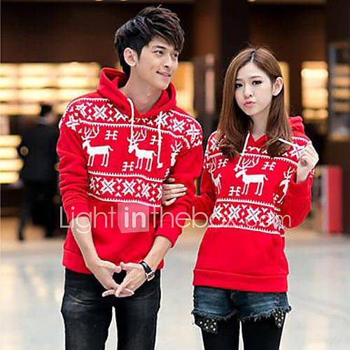 Aiyifang Casual Long Sleeve Hoodie Lovers Sweater(Wine)8046