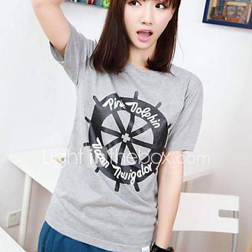 Aiyifang Casual Print Short Sleeve Lovers Shirt(Light Gray)