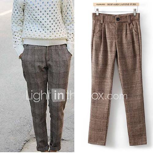 Womens Casual Checked Harem Pants