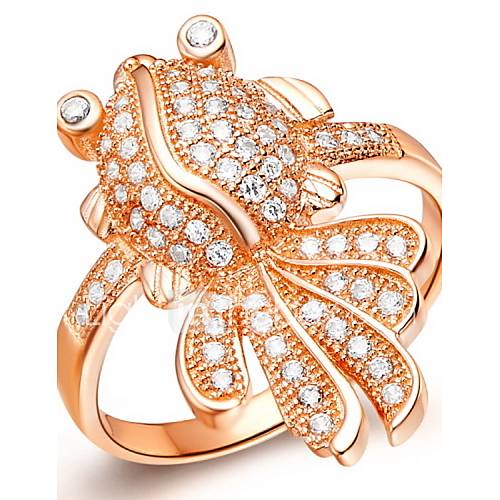 Fashionable Sliver Or Gold With Cubic Zirconia Goldfish Womens Ring(1 Pc)