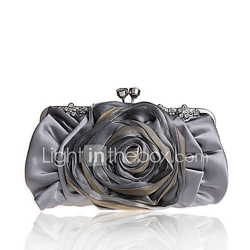 BPRX New WomenS Two Large Flowers Noble Silk Evening Bag (Gray)