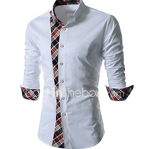 Mens Fashion Plaid Splicing Shirts