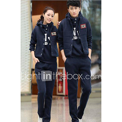 Aiyifang Casual Thick Cotton Sprot Lovers Suit(Dark Blue)