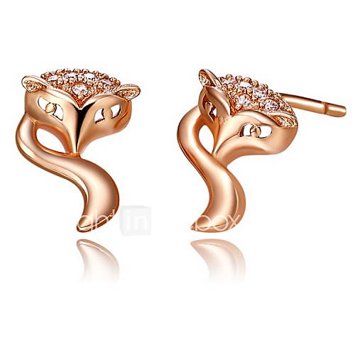 Stylish Gold Or Silver Plated With Cubic Zirconia Sexy Fox Womens Earrings(More Colors)