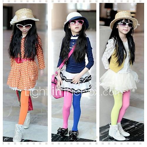 Girls Dots Candy Color Pantyhose Random Color