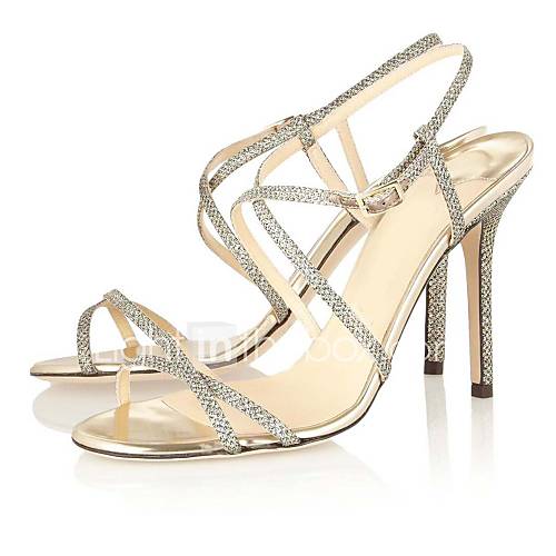 Sparkling Glitter Womens Stiletto Heel Sling Back Sandals Shoes