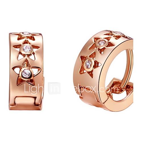 Stylish Gold Or Silver Plated With Cubic Zirconia Star Cut Womens Earrings(More Colors)