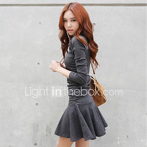 Women Korean Slim Flouncing Fold Dress