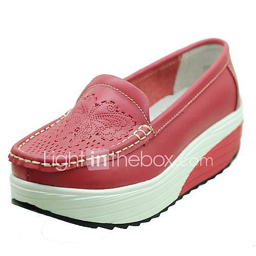 Leather Womens Casual Platform Round Toe Loafers Shoes(More Colors)