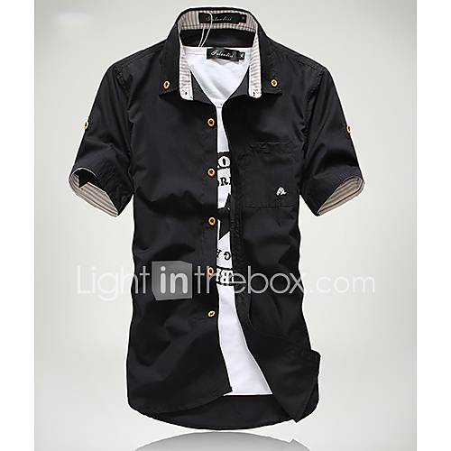 Mens Casual Stripes Embellishment Slim Shirt