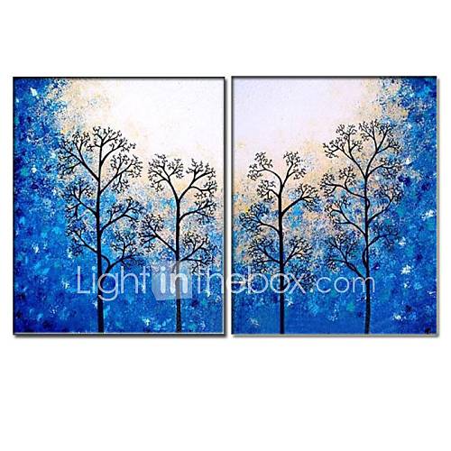 Hand Painted Oil Painting Landscape with Stretched Frame Set of 2