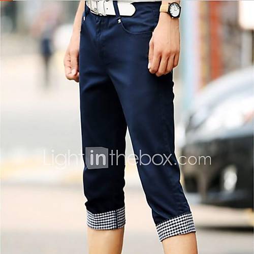 Mens Korean Style Casual Cropped Pants Chinos Shorts(Without Belt And Acc)