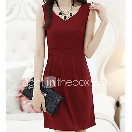 CoolCube Womens Elegant V Neck A line Sleeveless Sheath Bodycon Dress