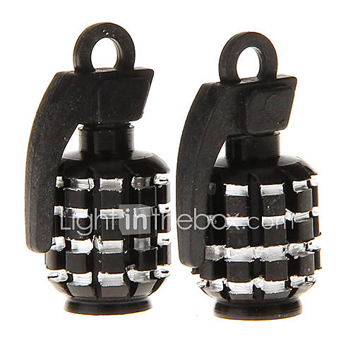 Motorcycle Decoration Parts Cranked Tire Valve Caps (Black 2 Pieces)