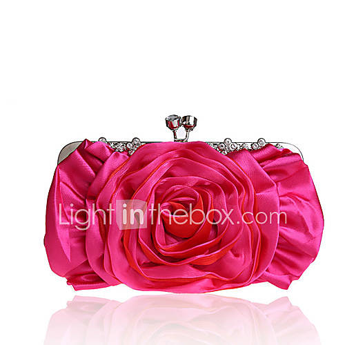 BPRX New WomenS Two Large Flowers Noble Silk Evening Bag (Rose Red)