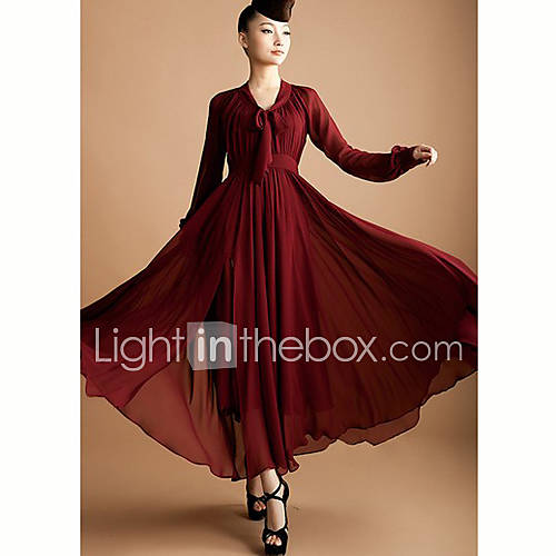 TS Simplicity Pure Color Chiffon Maxi Dress
