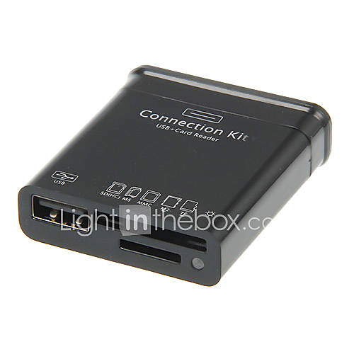 All in 1 Memory Card Reader USB HUB Connection Kit (Black)