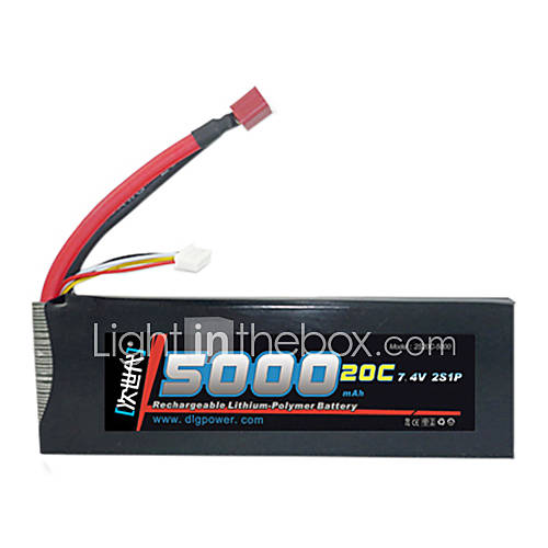 DLG 7.4V 5000mAh Li Po Battery(T Plug)