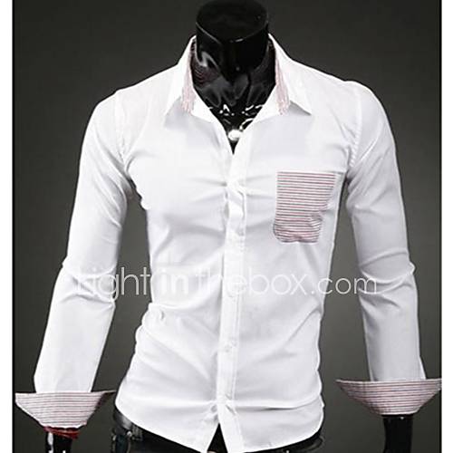 Mens Korean Contrast Color Striped Shirts