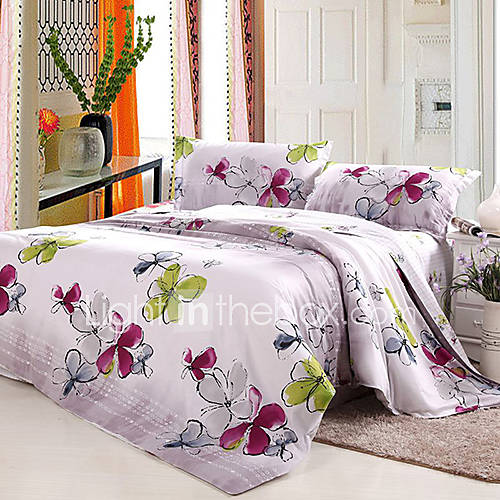 LIONSUZ Dancing Butterflies Printing Cotton Four Piece(Screen Color)