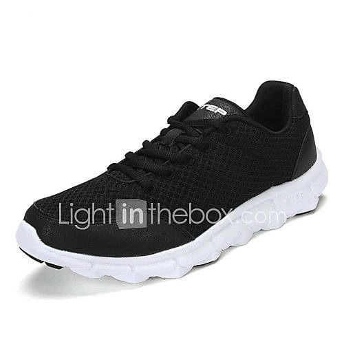 Xtep Mens Black Synthetic Leather Mesh Running Shoes