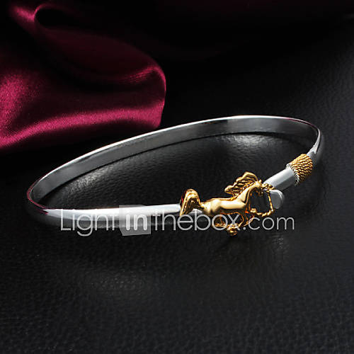 High Quality Delicate Silver Silver Plated With Gold Plated Horse Locked Bangle Bracelets