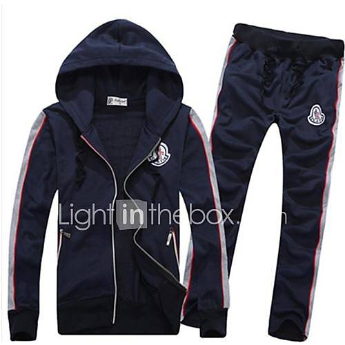 Mens Zip Pocket With Embroidered Patch Casual Hoodie Suit