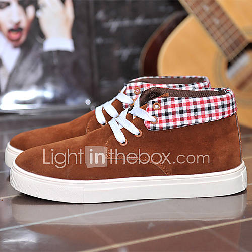 Trend Point Mens Trendy Thick Canvas Sneakers(Brown)