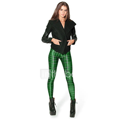 Womens Green Plaid Leggings