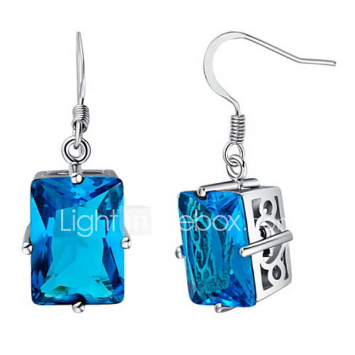 Gorgeous Silver Plated With Cubic Zirconia Rectangle Womens Earrings(More Colors)