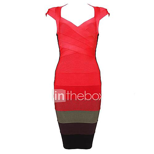 Red Ombre Sexy Open Back Slim Bodycon Bandage Dress